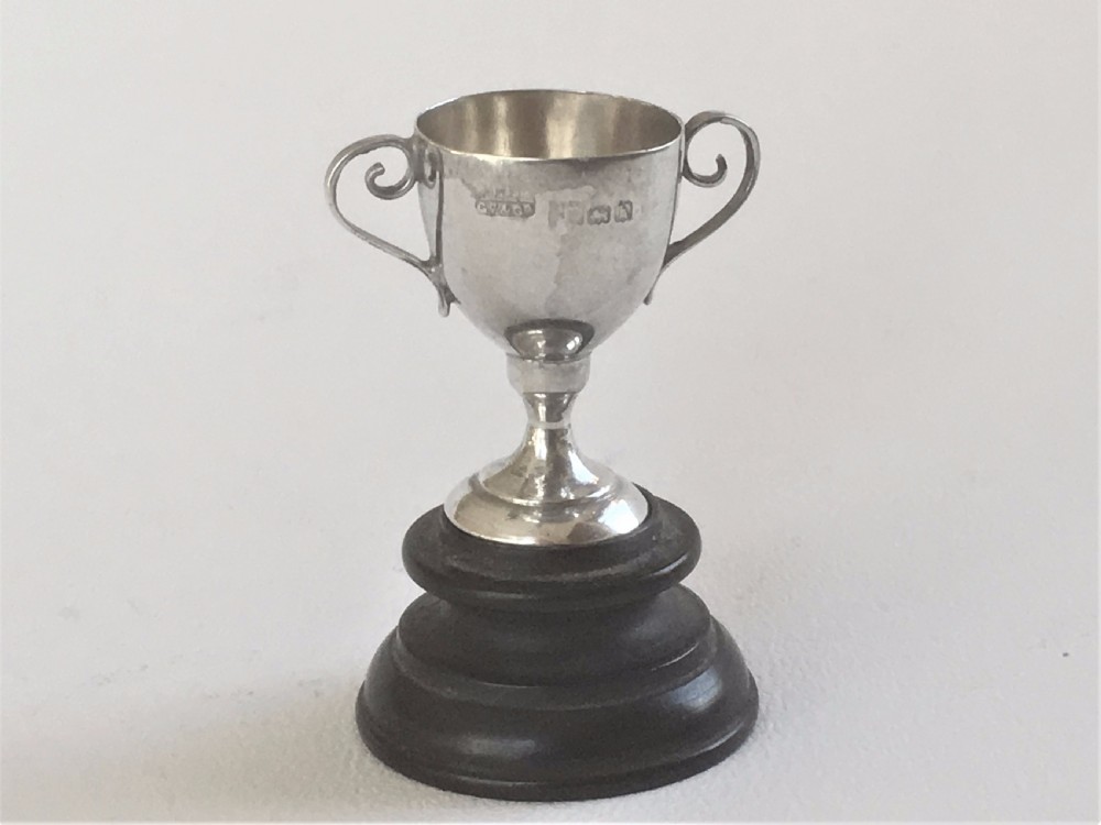 A charming miniature Edwardian silver trophy cup View III