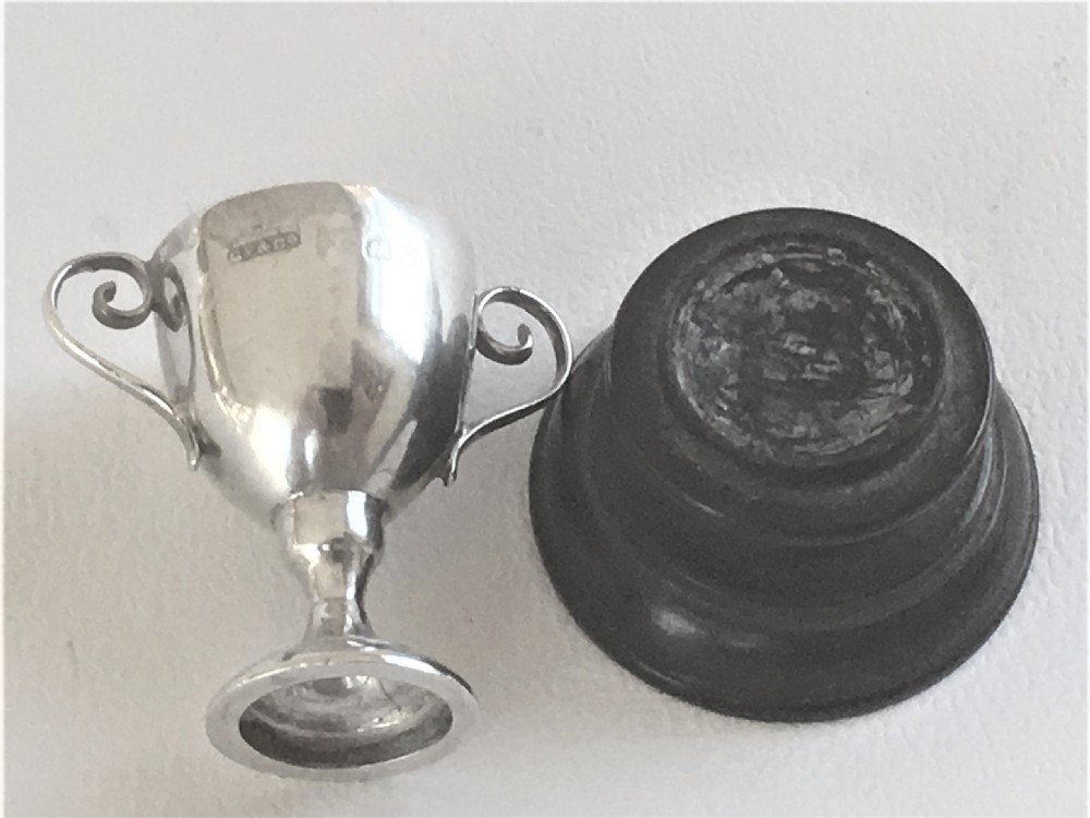 A charming miniature Edwardian silver trophy cup View IV