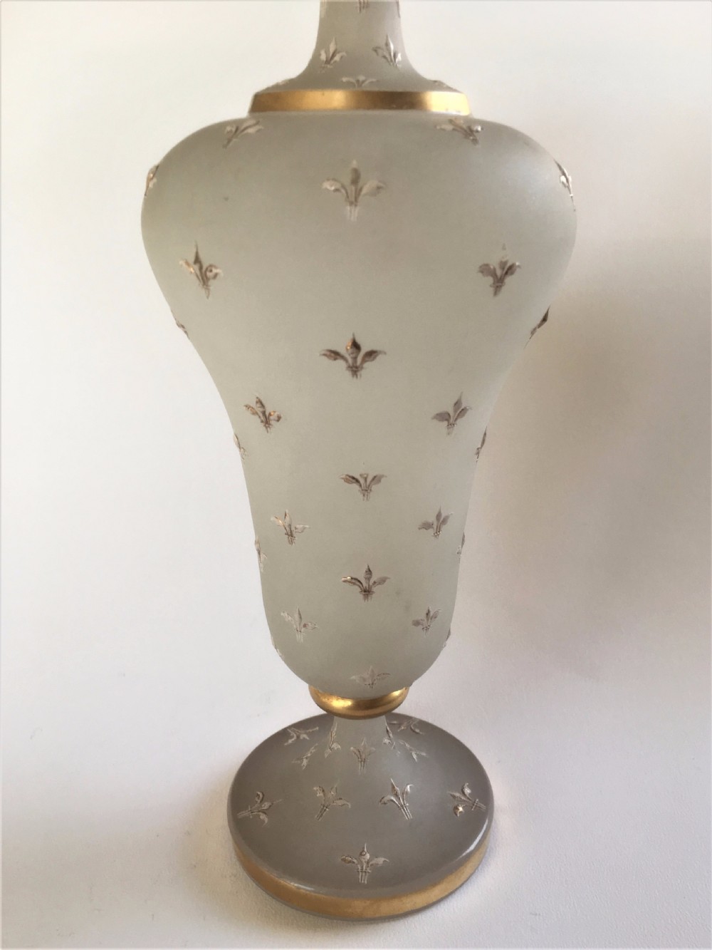 A gorgeous French frosted and decorated stem vase View II