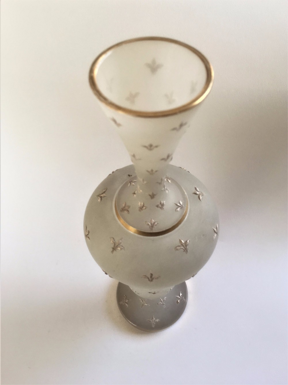 A gorgeous French frosted and decorated stem vase View III
