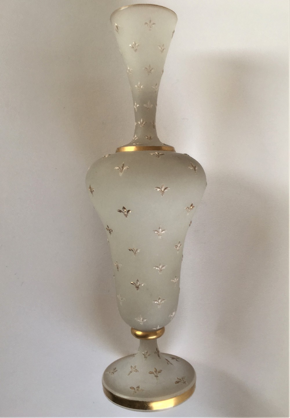 A gorgeous French frosted and decorated stem vase View IV