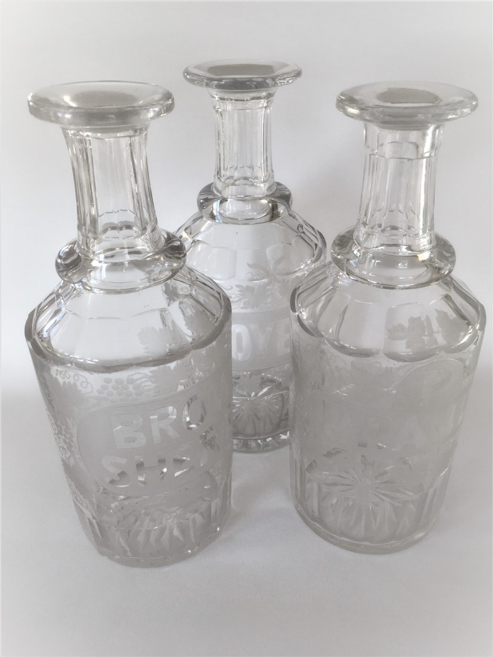 A set of three very rare Victorian bar bottles View VIII