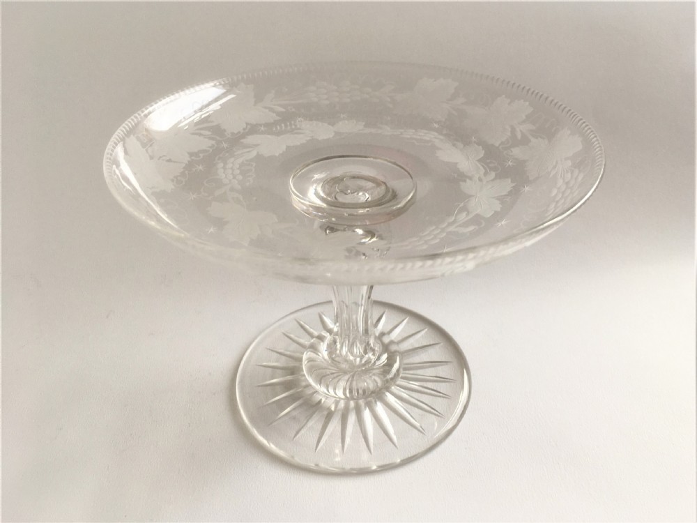 A delightful Victorian fruiting vine etched tazza