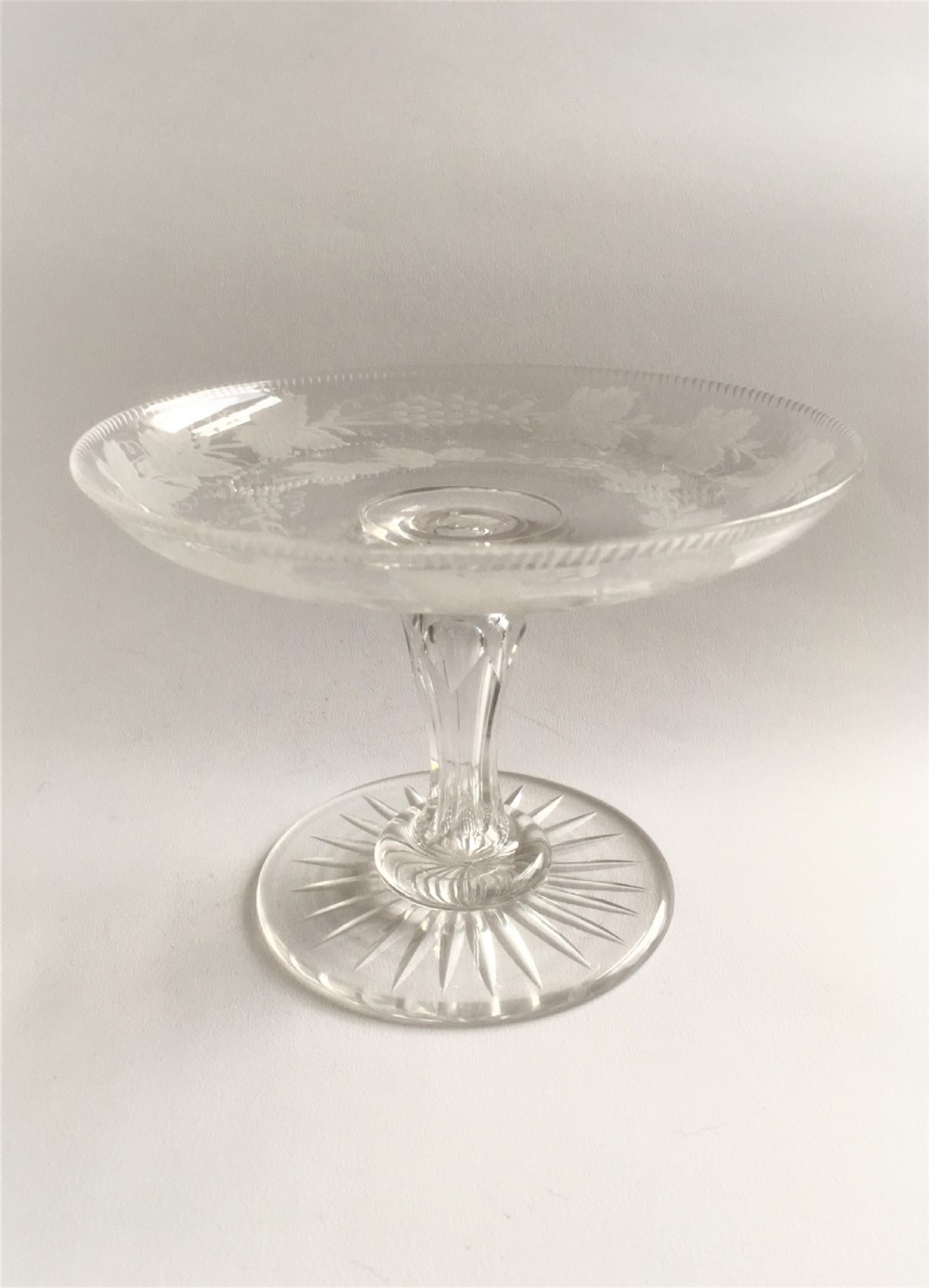 A delightful Victorian fruiting vine etched tazza View II