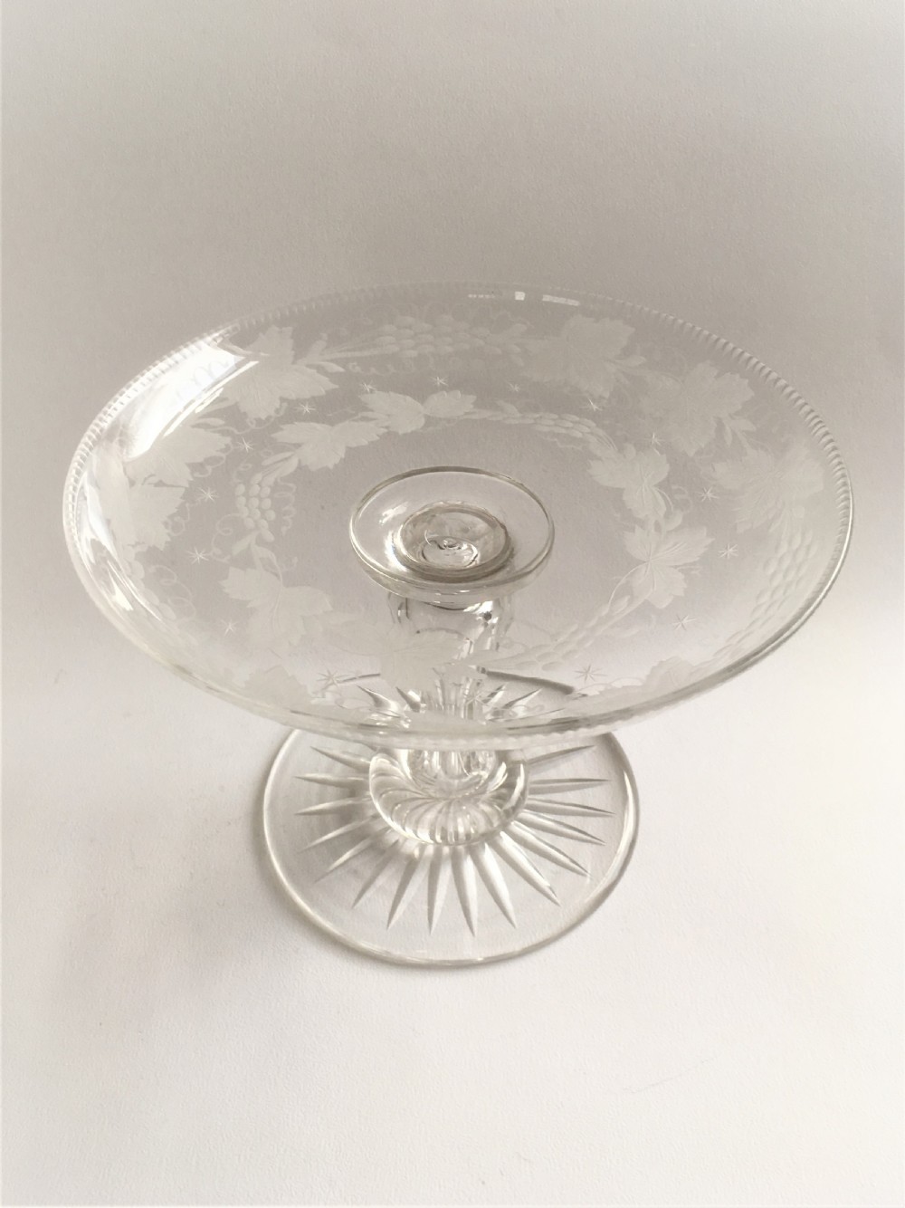 A delightful Victorian fruiting vine etched tazza View III