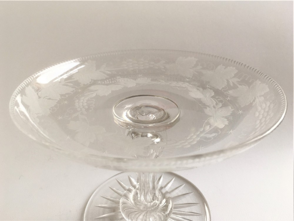 A delightful Victorian fruiting vine etched tazza View V