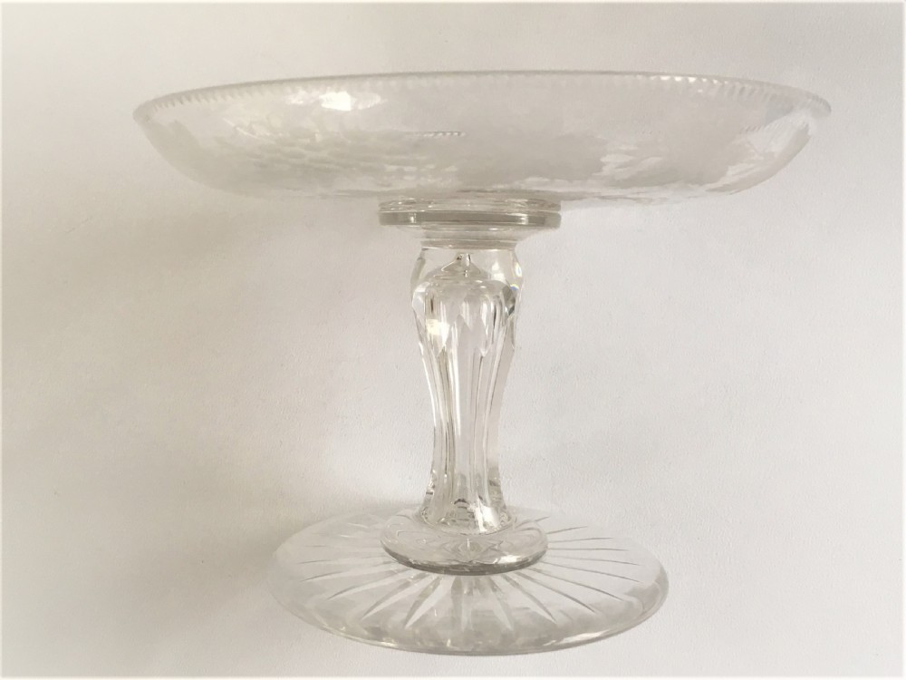 A delightful Victorian fruiting vine etched tazza View VI