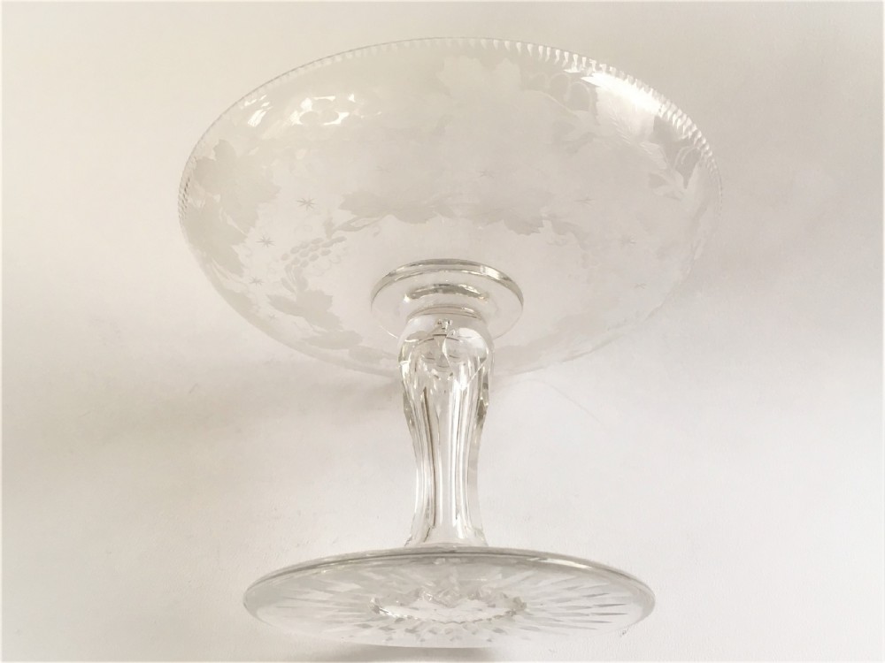 A delightful Victorian fruiting vine etched tazza View VII