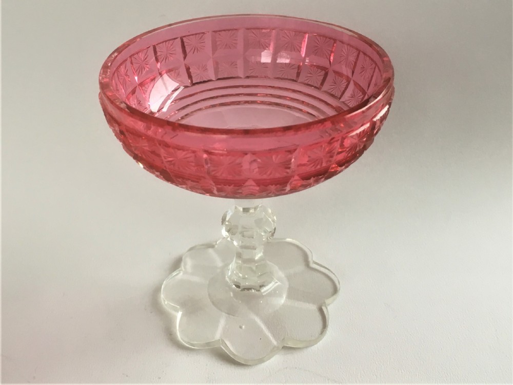 A superb Victorian cranberry sweetmeat stand View II