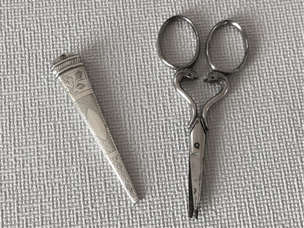 A pair of Georgian silver cased sewing scissors View VI