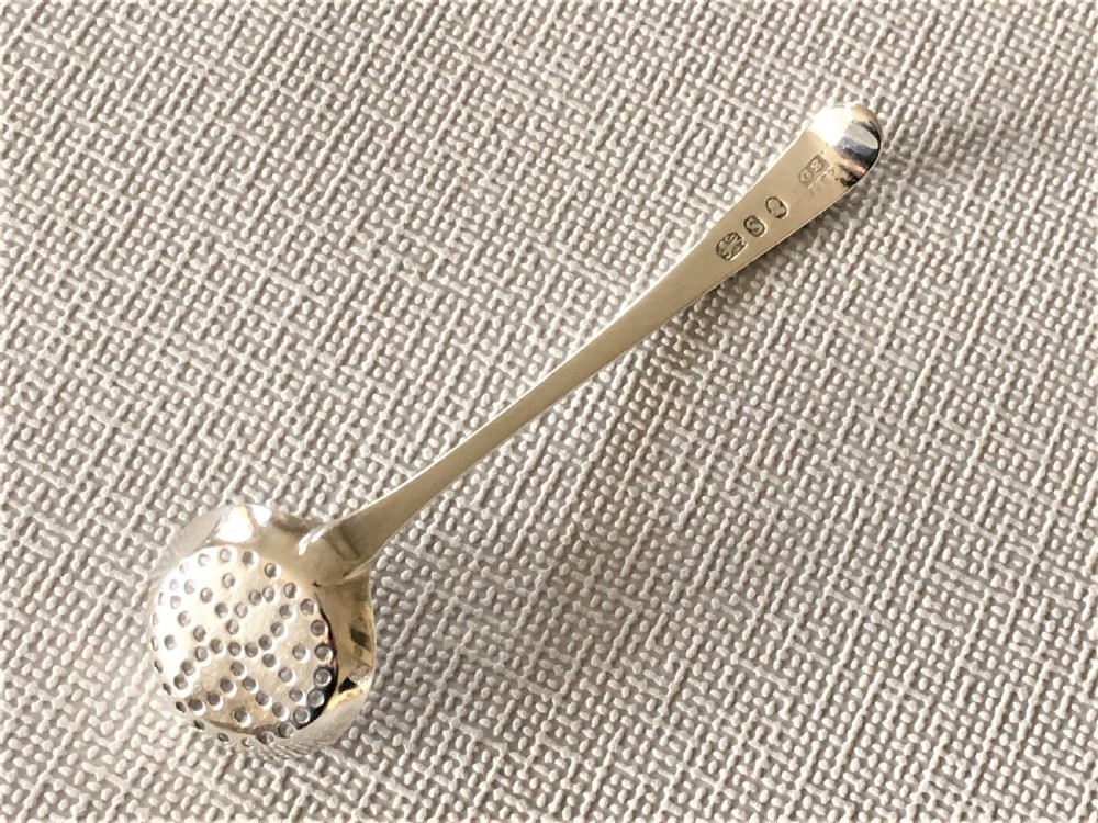 A rare 18th Century silver spice sifting spoon View VI