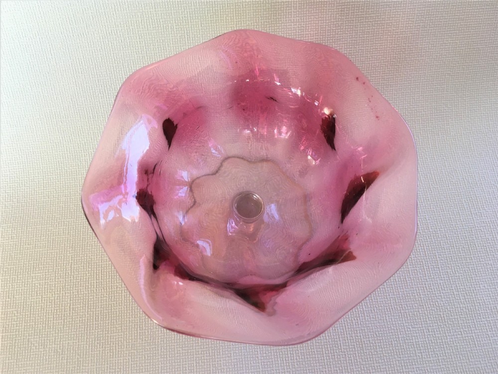 A Victorian cranberry wrythen pedestal bowl View IV