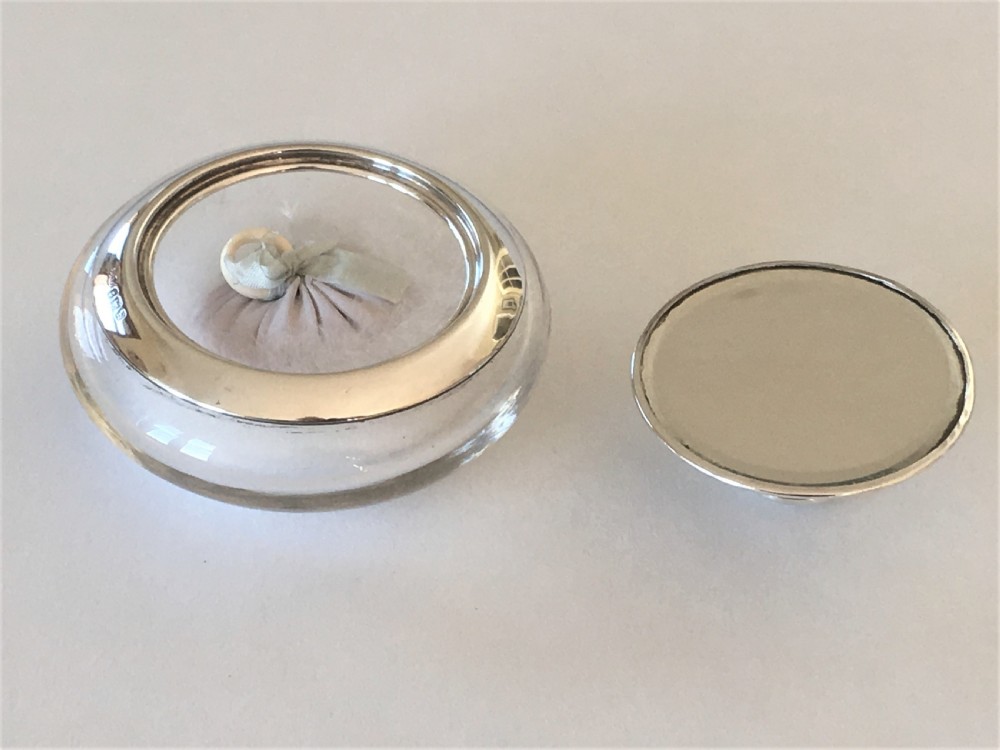 A stylish Art Deco silver mounted powder bowl View III