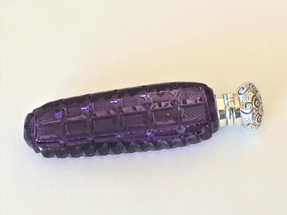 A gorgeous Victorian silver mounted amethyst scent flask