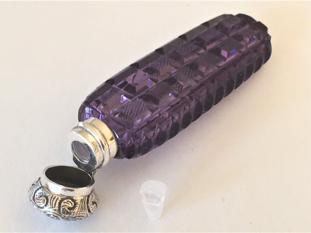A gorgeous Victorian silver mounted amethyst scent flask View IV