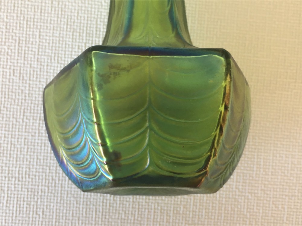 An iridescent Loetz style posy vase View III