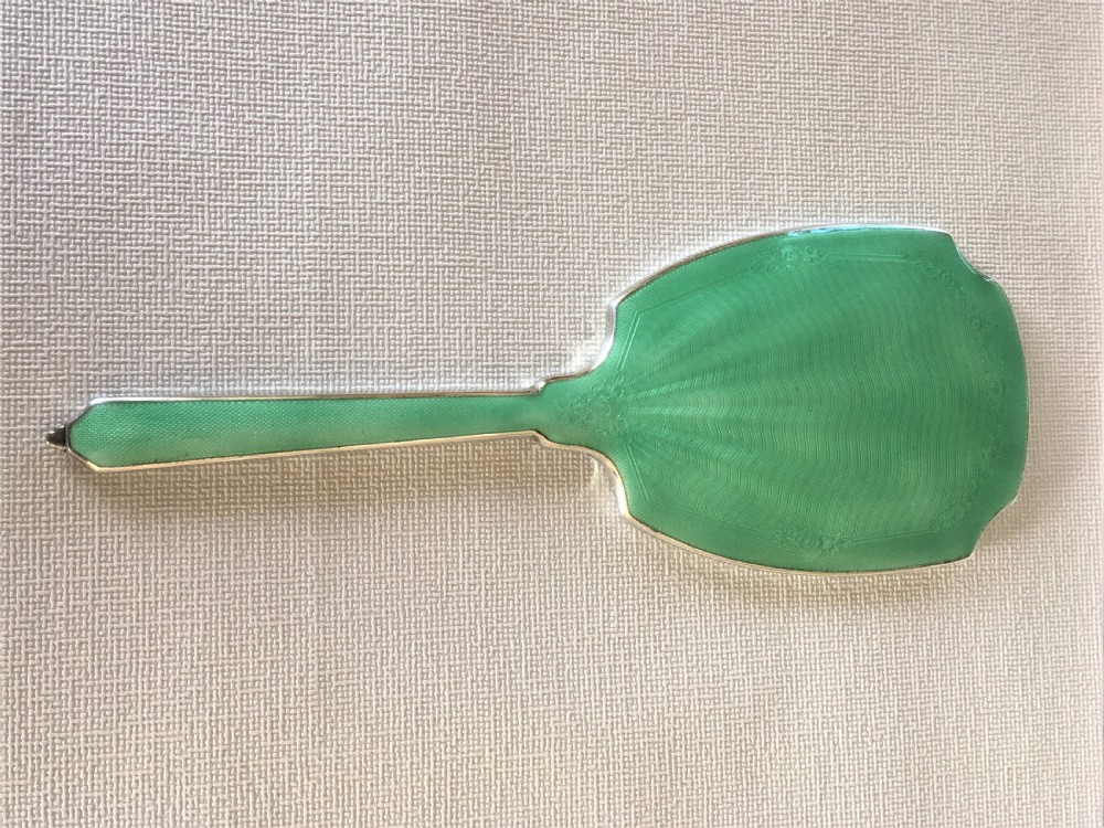 A fabulous Art Deco silver & enamel hand mirror View IV