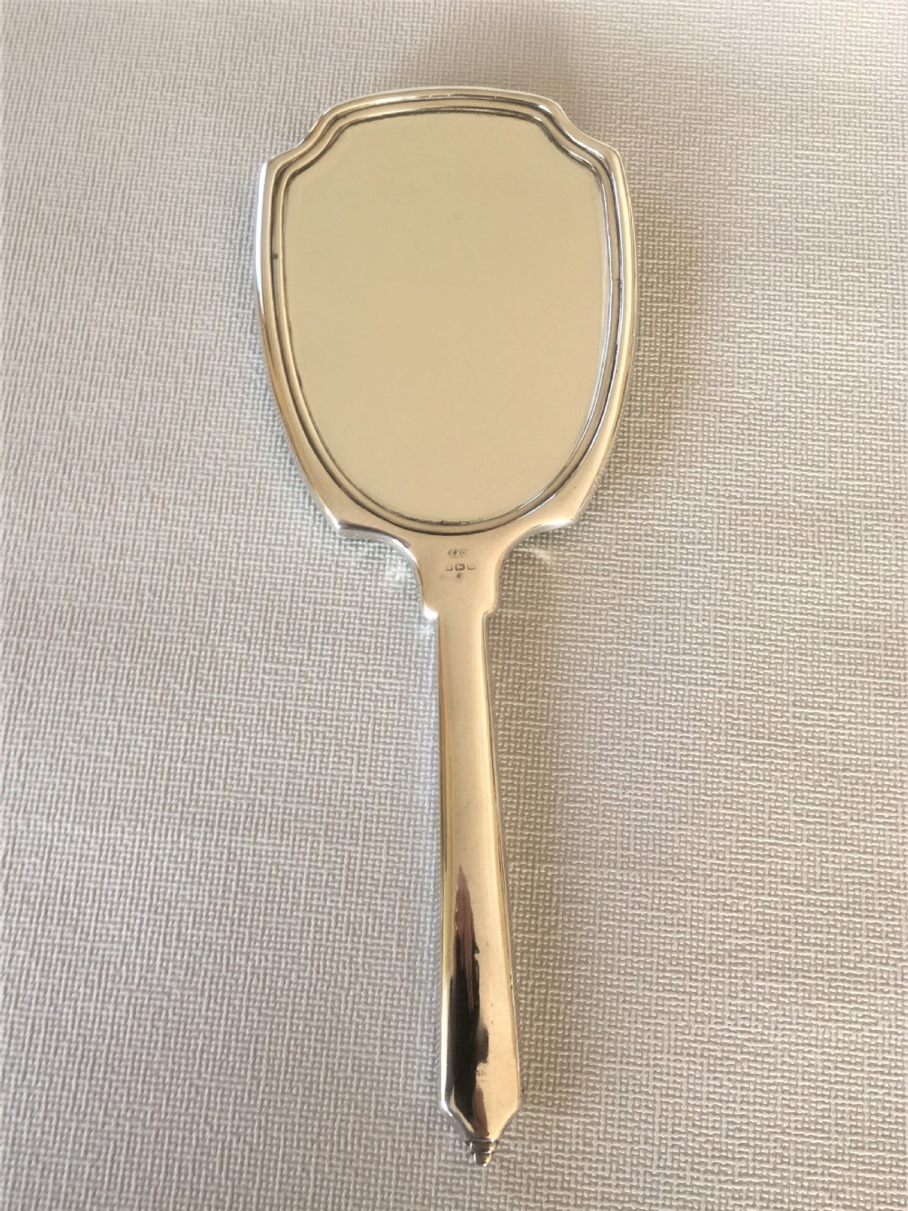 A fabulous Art Deco silver & enamel hand mirror View V