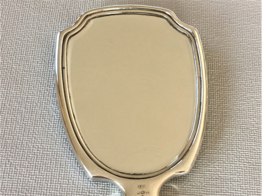 A fabulous Art Deco silver & enamel hand mirror View VII
