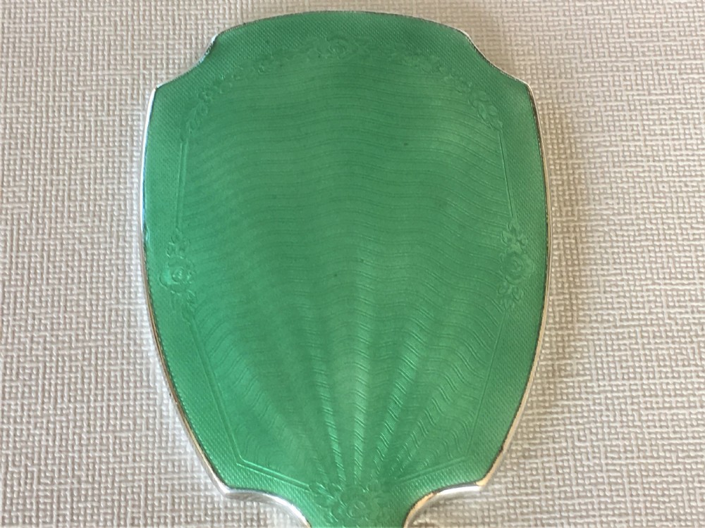 A fabulous Art Deco silver & enamel hand mirror View VIII