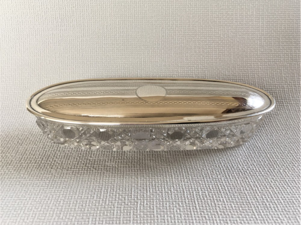 A lovely silver mounted & cut glass trinket box