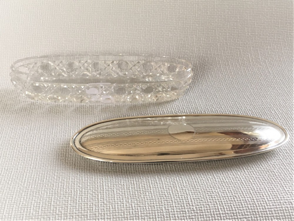 A lovely silver mounted & cut glass trinket box View V