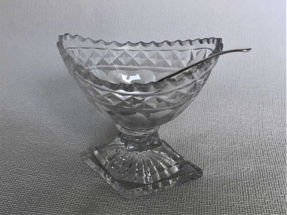 A late 18th Century boat salt & silver spoon