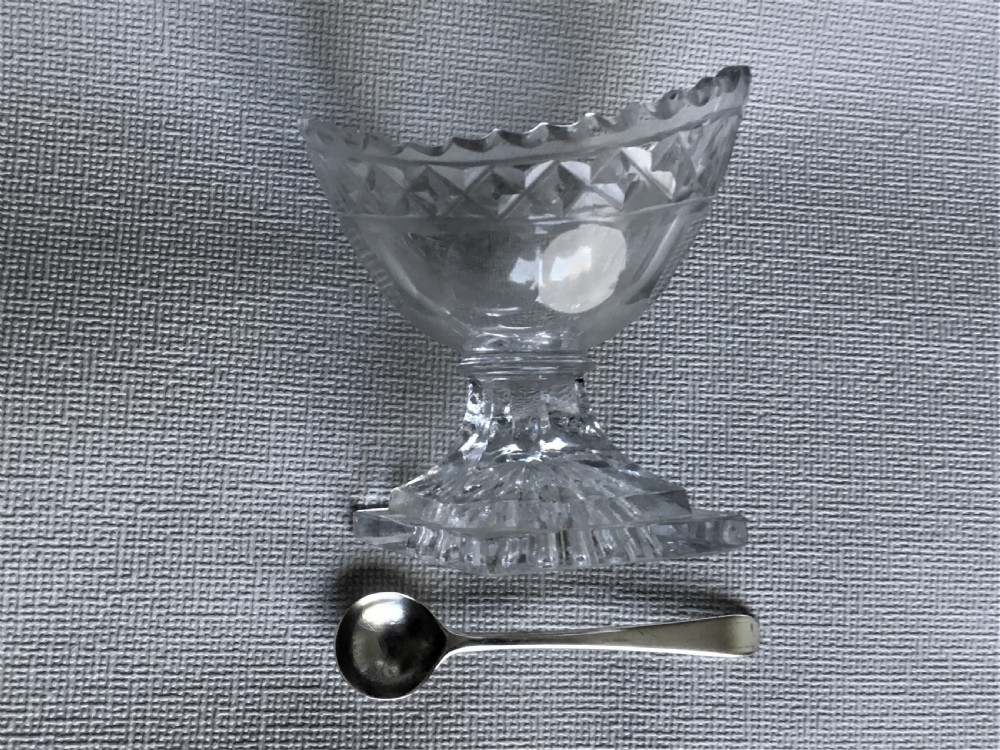A late 18th Century boat salt & silver spoon View V