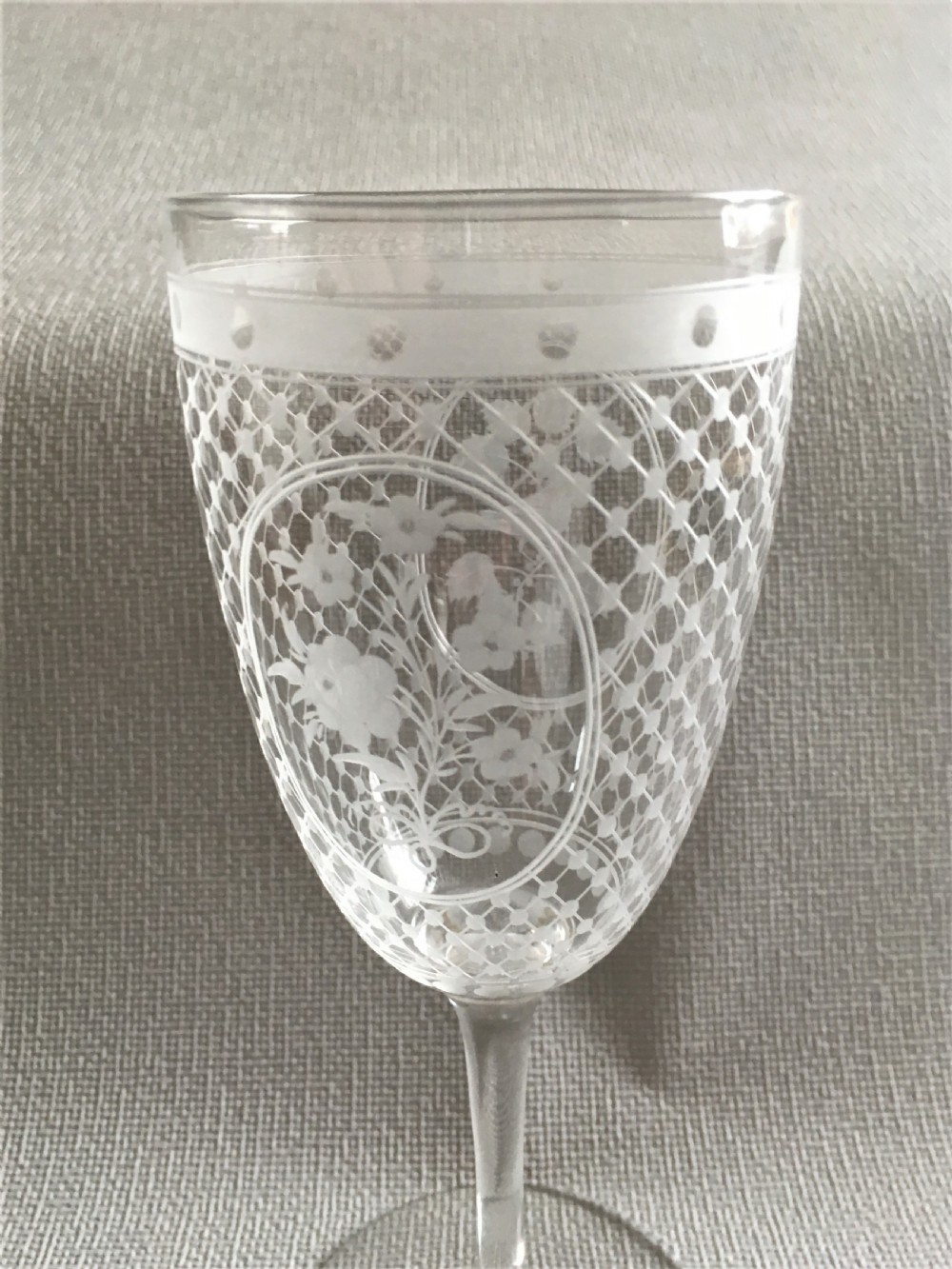 A fabulous Victorian acid etched wine goblet View VI
