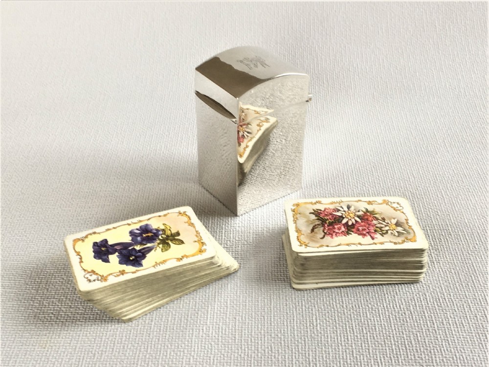 A superb silver double patience card box