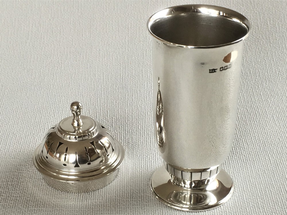 A quality Art Deco silver sugar caster View VIII