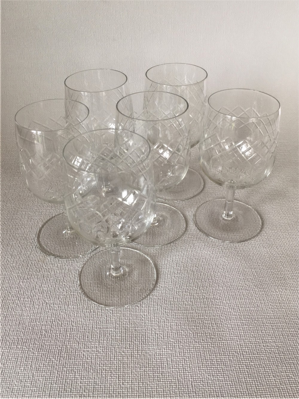 A set of 6 Edwardian dessert wine glasses View II