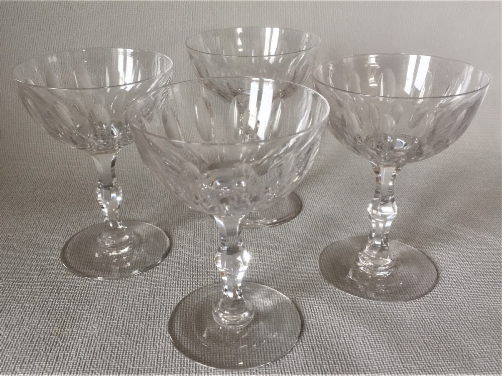 A set of four Victorian cut glass champagne bowls