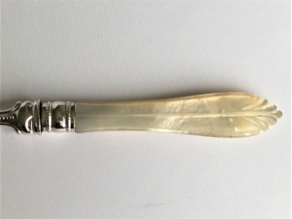 A Victorian silver & mother-of-pearl butterknife View III