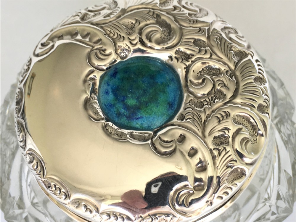 A stunning silver & enamel lidded powder bowl View IV