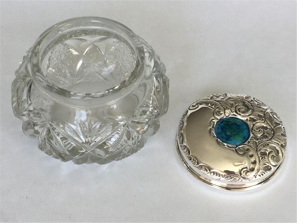 A stunning silver & enamel lidded powder bowl View V