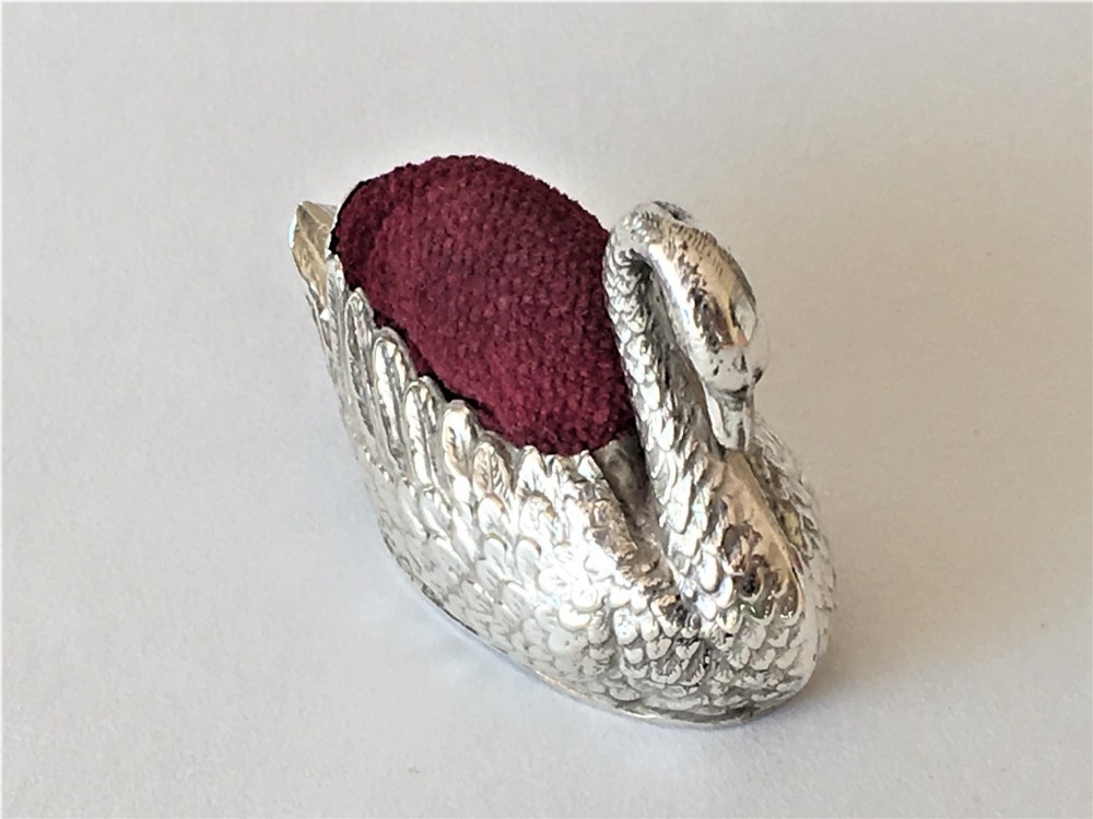 An Edwardian silver swan pin cushion View IV