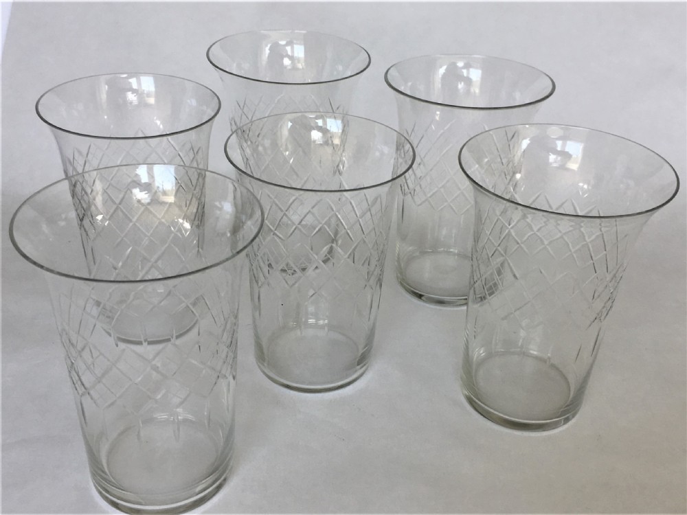 A delightful set of 6 Edwardian water glasses