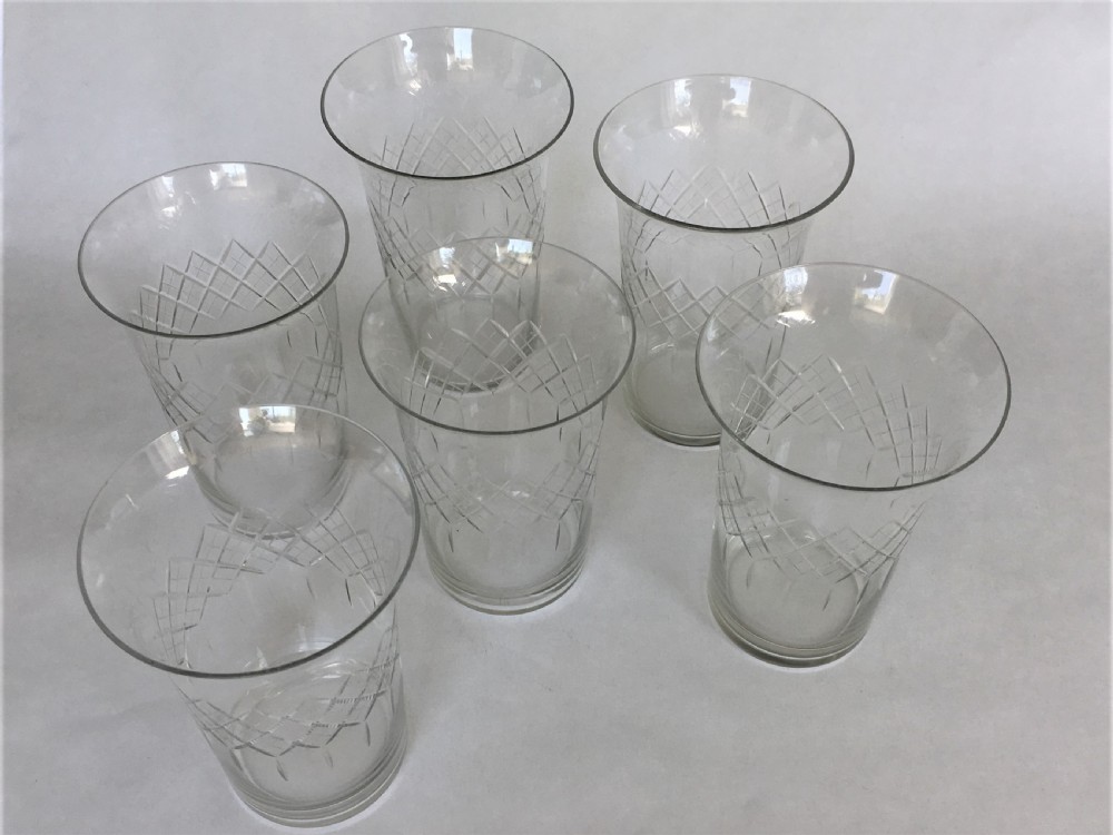 A delightful set of 6 Edwardian water glasses View II