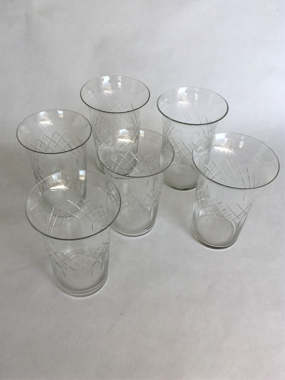 A delightful set of 6 Edwardian water glasses View III