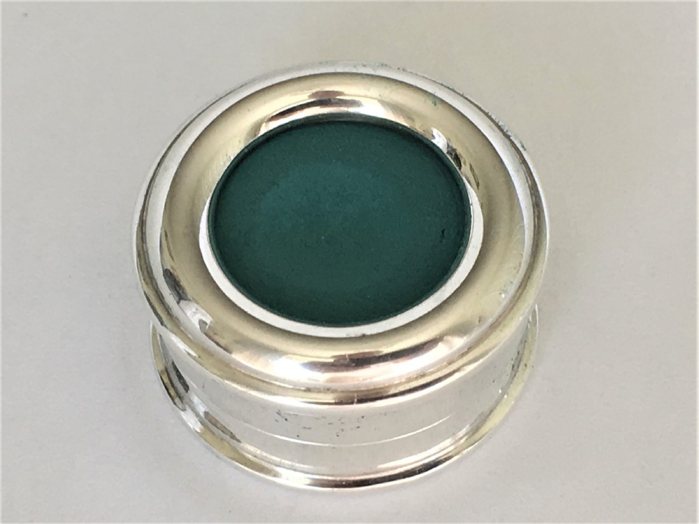 A rare silver & enamel snooker/billiards cue chalk holder