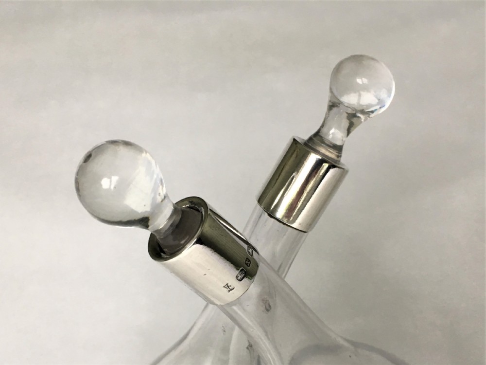 A Victorian silver mounted double oil & vinegar bottle View III
