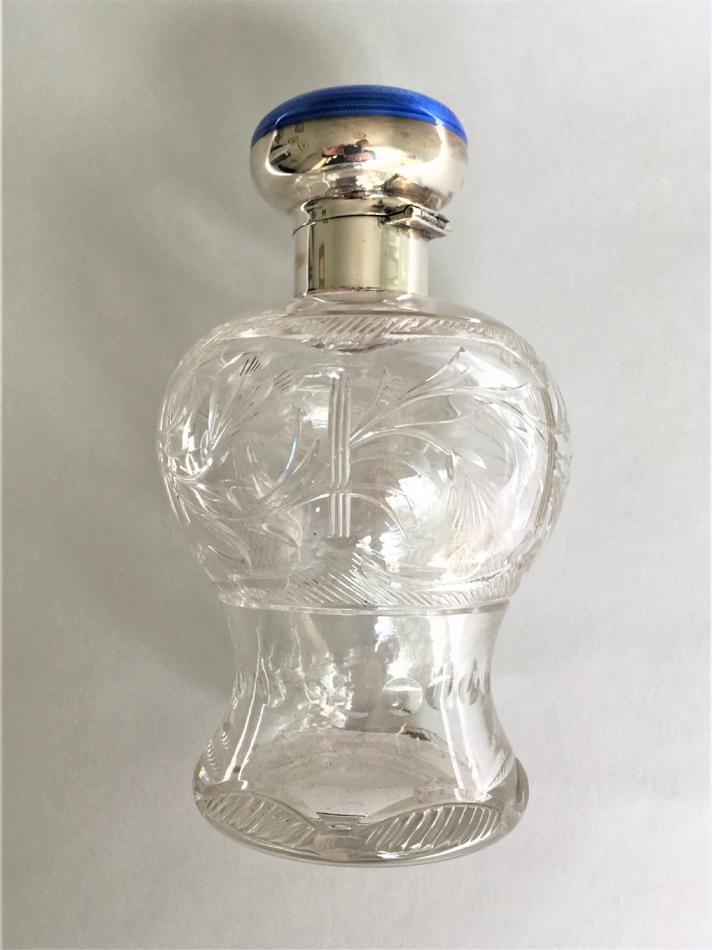 A fabulous silver & guilloche enamel cologne bottle View IV