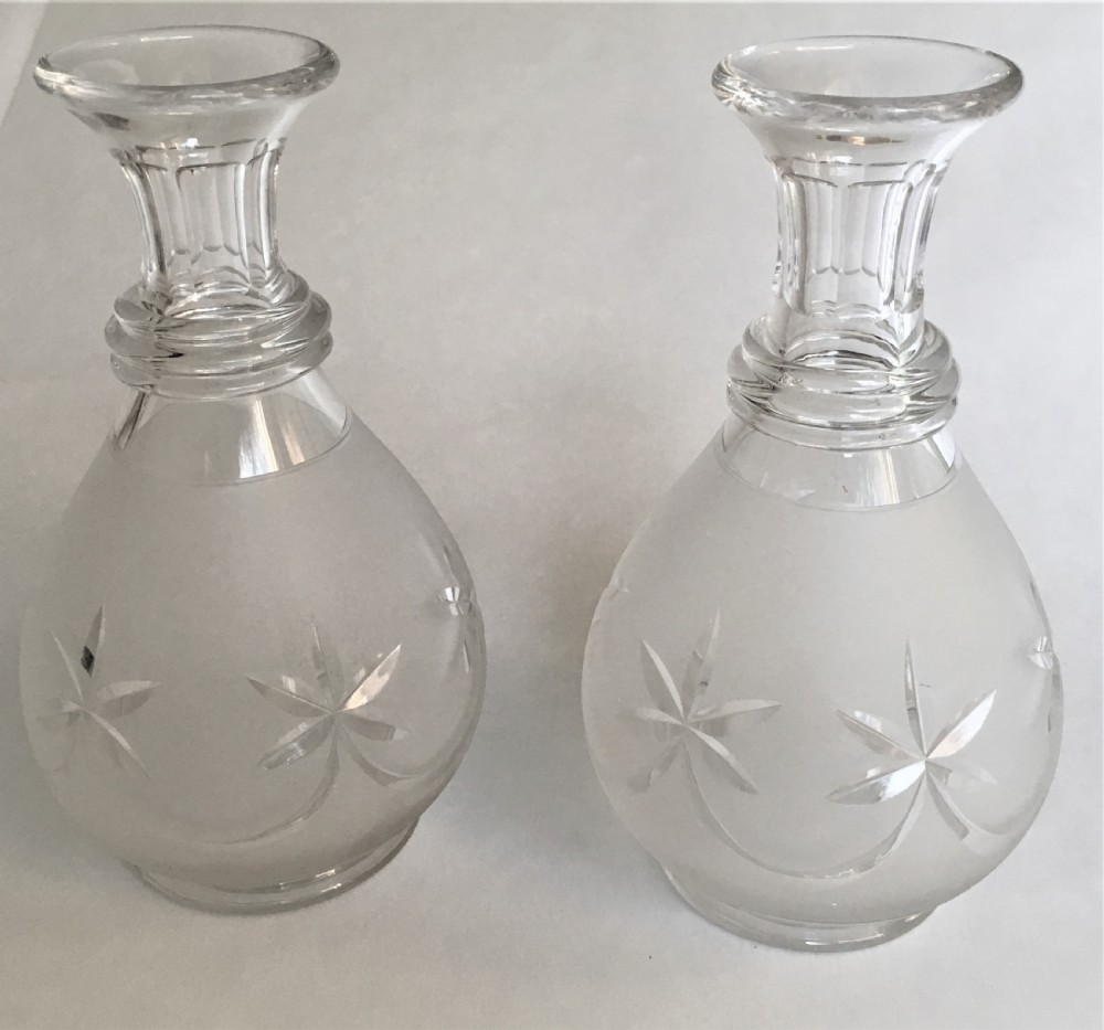 A handsome pair of Victorian frosted carafes View II