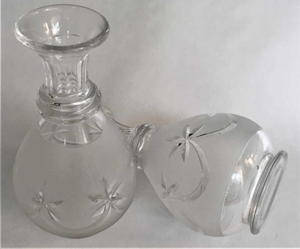 A handsome pair of Victorian frosted carafes View III