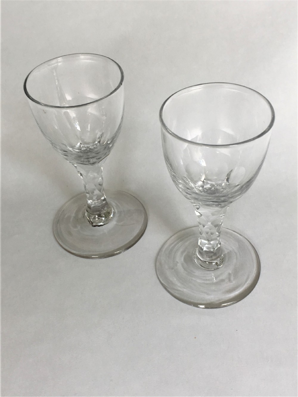 A rare pair of late 18th Century cordial glasses