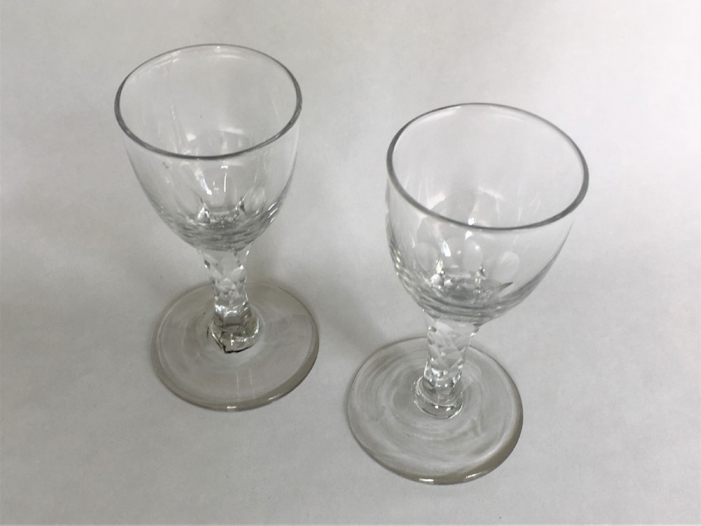 A rare pair of late 18th Century cordial glasses View II