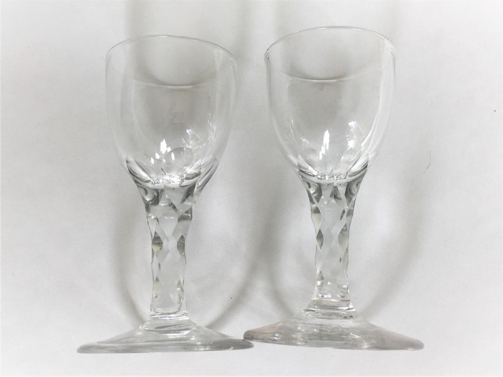 A rare pair of late 18th Century cordial glasses View IV
