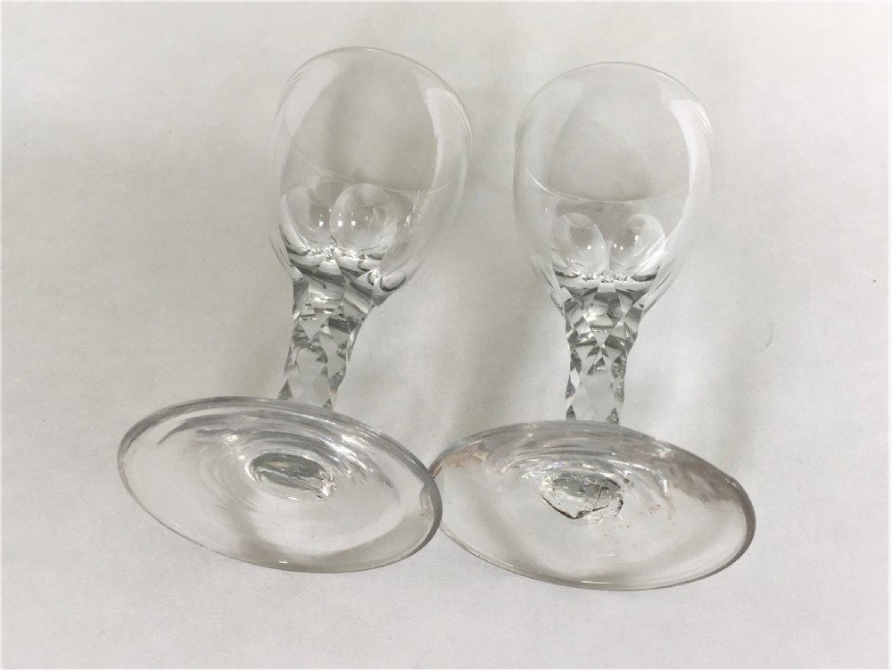 A rare pair of late 18th Century cordial glasses View V