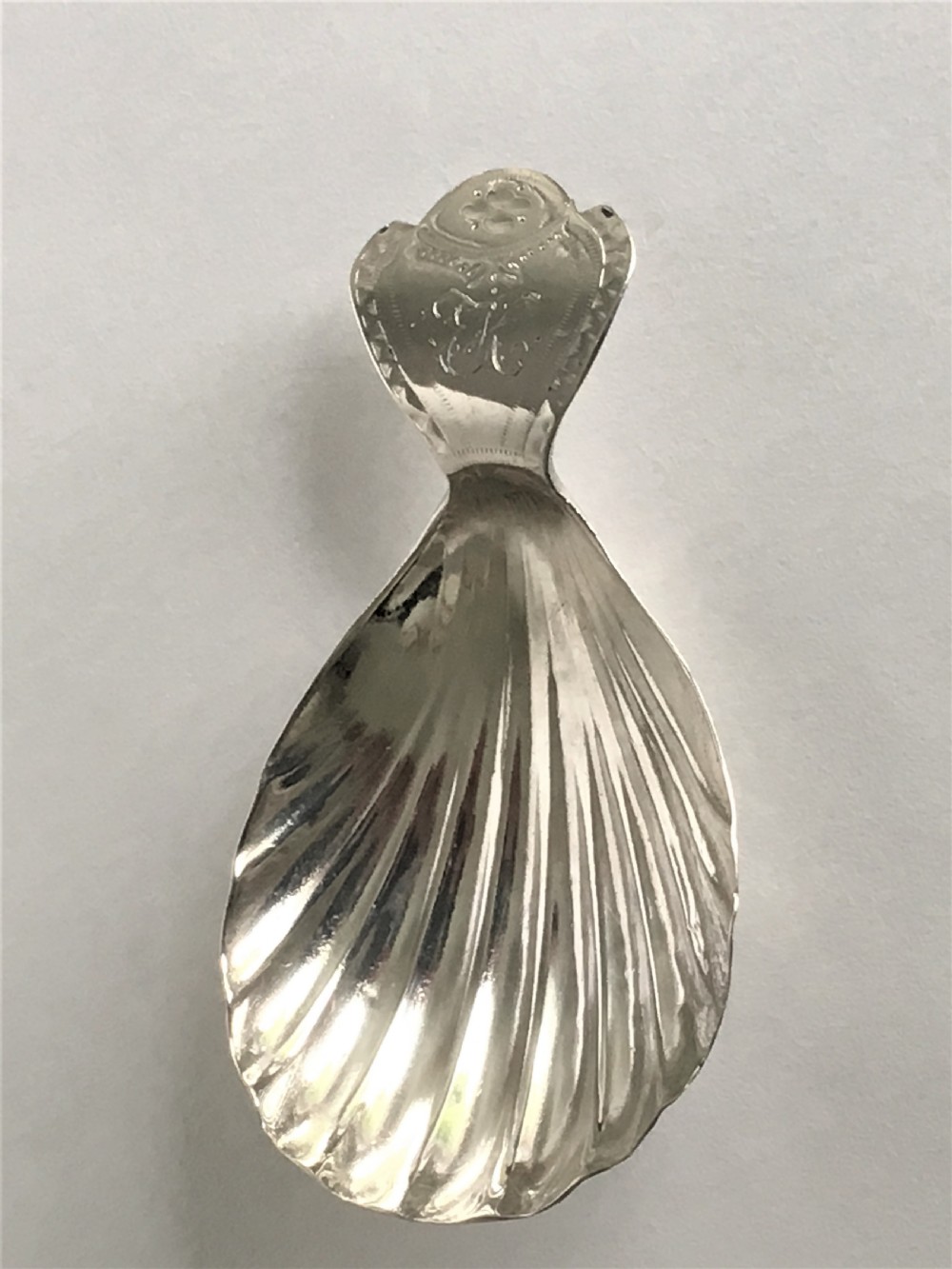 A late 18th Century silver caddy spoon